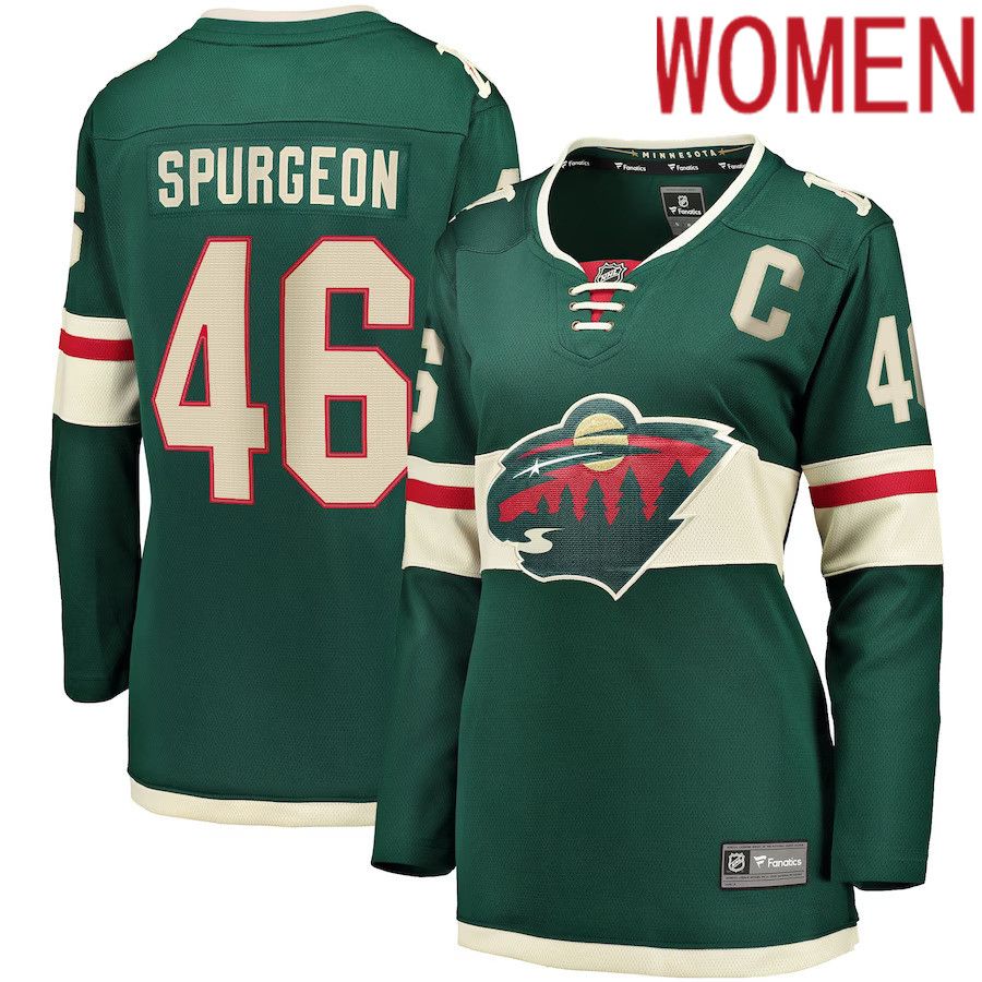 Women Minnesota Wild #46 Jared Spurgeon Green Home Breakaway Player NHL Jersey